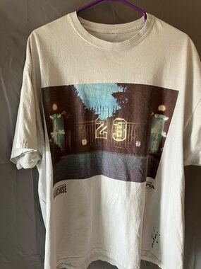 Travis Scott White Graphic Tee with Illuminated '23' Gate Print Limited Edition